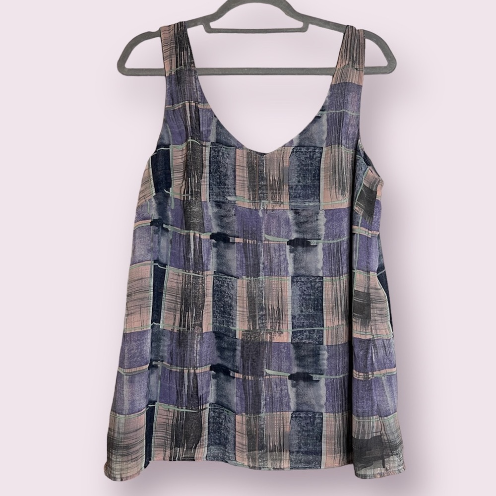 Cabi Purple Block Pattern Blouse